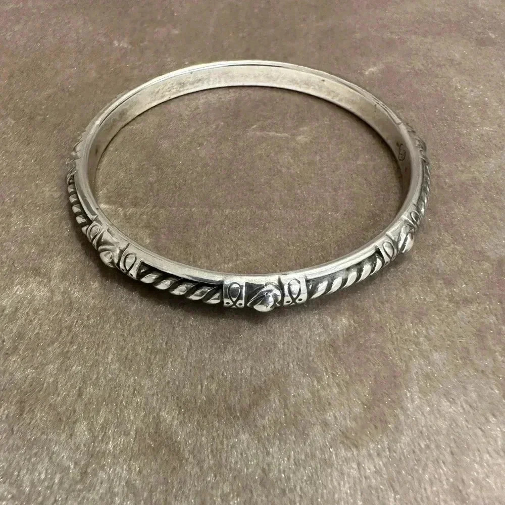Brighton Silver Plate Filigree Heart Rope Bracelet Bangle Stackable - Picture 2 of 4